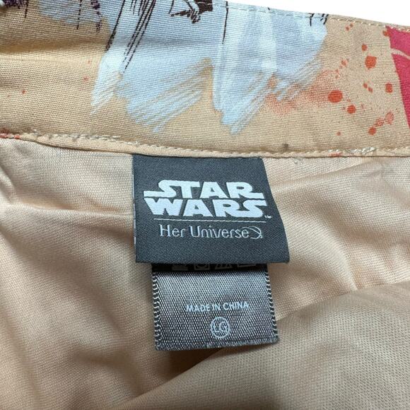 STAR WARS DISNEY Patterned Midi Skirt Orange Pink Women's Size Large Universe - Picture 6 of 9